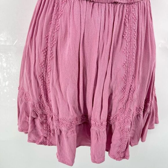 Society Amuse Womens Pullover Dress Embroidered Mini Ruffle Pink Size XS - Picture 10 of 14